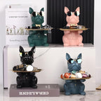 French Bulldog Gifts Statue Tray Organizer for Keys, Candy, Jewelry, Earrings, Entrance Piggy Bank - Modern Decor Pink Resin French Bulldog Decor Entryway Table, Coffee Table, Office Desk, Home Decor