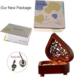Pursuestar HowlMoving Castle-Merry Go Round of Life Music Box, Heart Shaped Vintage Hollow Out Wood Mechanism Wind Up Musical Box Gifts for Birthday Mother's Day Valentine's Day