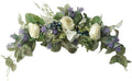 28in Artificial Rose Hydrangea Swag for Lintel,Faux White Penoy Swag Wedding Arch Flowers with Eucalyptus Leaves Blueberry,Rustic Floral Swag for Home Room Garden Front Door Party Decor