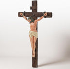 LADDERU Catholic Crucifix Wall Cross, 12 Inch Modern Jesus Christ on Cross INRI Sign, Catholic Hand-Painted Crucifix Wall Decor for Home, Bedroom, Living Room, First Communion & Confirmation Gift