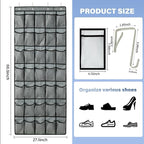 35Large Pockets Over The Door Shoe Organizer, Mesh Pockets Shoe Holder Rack, Capacity hanging shoe organizer，door shoe rack With 4 Metal Hook.