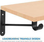 Shelf and Rod Brackets, 4 Pcs Closet Shelf & Rod Brackets Wall Mounted, Heavy Duty Closet Shelf Closet Bracket with Rods Holder, Closet Shelves Supports with Screws, Black