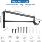 Shelf and Rod Brackets, 4 Pcs Closet Shelf & Rod Brackets Wall Mounted, Heavy Duty Closet Shelf Closet Bracket with Rods Holder, Closet Shelves Supports with Screws, Black