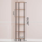 6-Tier Corner Shelf Stand, 65" Industrial Corner Display Rack for Living Room, Bookshelf, Tall Display Shelf, Plant Stand, Storage Standing Shelf for Bedroom, Bathroom, Kitchen, Brown