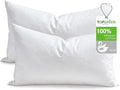Feathers Down Pillow Inserts 14x22, Set of 2, 100% Organic Cotton Shell, Soft Decorative Lumbar Pillow Insert for Living Room Sofa, Couch, or Bed (White)