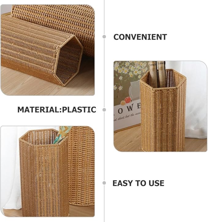 Alipis Woven Umbrella Stand for Entryway Freestanding Umbrella Holder Basket Storage Rack Tall Floor Woven Bucket Flower Vase for Canes Walking Sticks Organizer