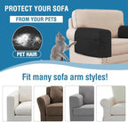H.VERSAILTEX Armrest Covers for Sofa Water Resistant Couch Arm Covers Remote Control Holder Sofa Armrest Organizer for Magazine, Tablet, Phone, iPad(Set of 2, Black/Grey)