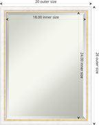 Amanti Art White Wall Mirror 26x20 Morgan White Gold Rectangle Bathroom Mirror for Wall Decor Living Room, Medium Modern Wood Frame, Hangs Horizonally and Vertically, Bathroom Decor, Beveled Edge