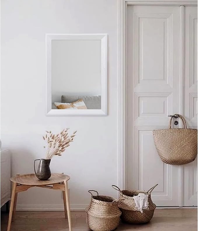 AAZZKANG Rectangular Wall Mirror Decorative Wood Framed Mirrors Large 20"x16" for Farmhouse Bedroom Bathroom Living Room Entryway Hanging Home Decor
