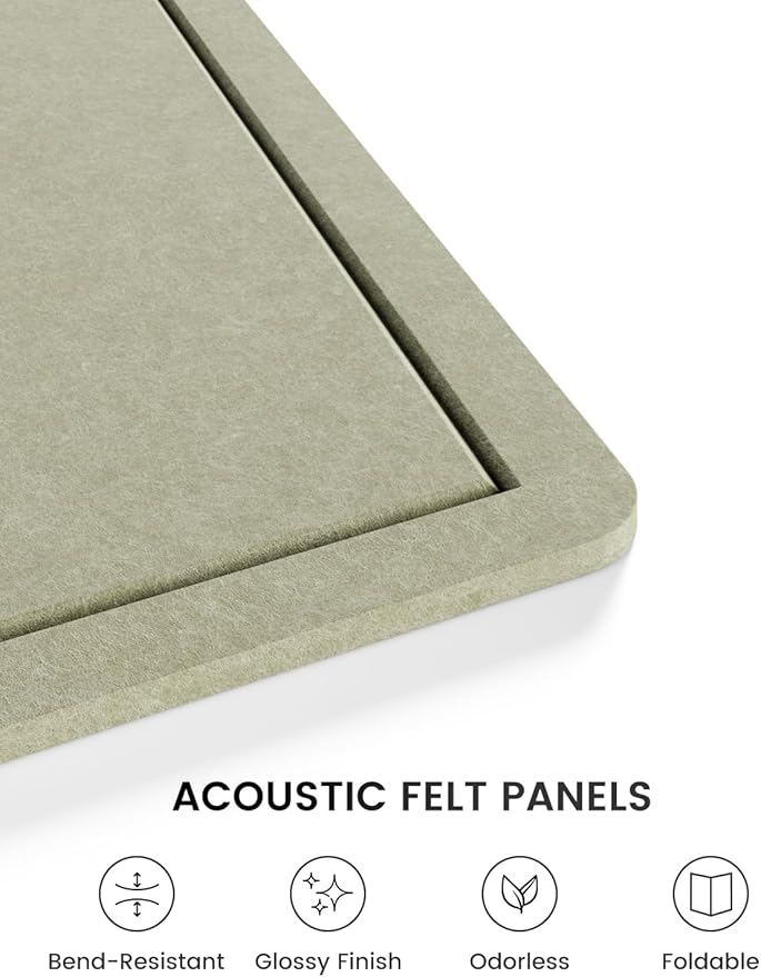 Fluxynara Large Bulletin Board, 70.8" x 47.2" Cork Board Alternative with 48 Safe Removable Adhesive Tabs, Foldable Felt Pin Board for Home Office, Classroom, Bedroom,Entryway for Walls—Sage