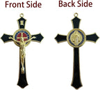 Bovemee Saint Benedict Benedictine Red Enamel 4.7X2.7 Inch Protection Wall Crucifix Cross Catholic San Benito Medalla Prayer Decoration (Black)