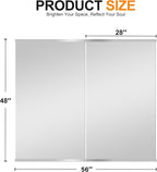 Delma Home Gym Mirror, 48''x28''x2PCS Silver Wall Mounted Large Frameless Tempered Glass Wall Mirror for Home Gym, Garage, Bedroom, Bathroom