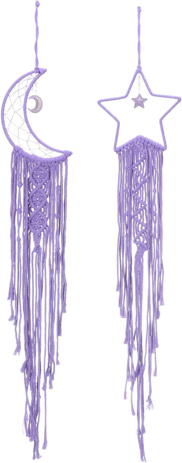 PATIKIL Moon Star Dream Catcher Decor, 39" Boho Dream Catcher Macrame Woven Wall Hanging for Home Decor Bedroom Accessories Cafes Wedding Decoration, Purple