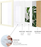 Egofine 8x12 Picture Frames Set of 4, Made of Solid Wood Covered by Plexiglass 5x7 and 6x8 with Mat or 8x12 without Mat, for Table Top Display and Wall Mounting Photo Frame Beige