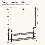 MISSLO Heavy Duty Clothes Rack with Shelves 46.5" Large Rolling Clothing Racks for Hanging Clothes, Garment, Coat, Black