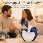 XMGZQ Blue White Mini Hugging Couple Statue Ceramic Lover Figurine Home Decor is a Romantic Gift for Her on Wedding Anniversary and Valentines, TV Stand Decoration Knick Knacks for Shelves (Blue)