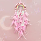 Dream Catcher Wall Hanging for Girls Bedroom Decoration,Pink Dream Catchers for Kids Room Decor Art Craft Gift, Handmade Feather Wall Decor Hanging Ornament(Pink)