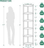 Hzuaneri Corner Shelf Stand, Corner Bookshelf, Storage Standing Shelf Unit with Metal Frame, Plant Stand, Bookcase for Living Room, Home Office, Bedroom, 6-Tier White Gold CS06003A