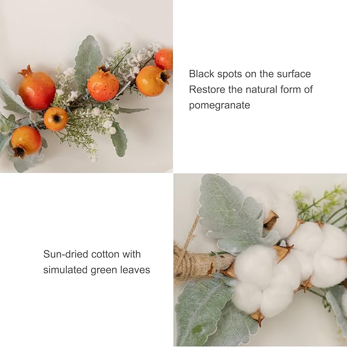 Simulation Pomegranate Fruit Swag, Decorative Greenery Artificial Lemon Swag, Simulation Lemon Pendant Front Door Garland, Artificial Flowers False Flower for Wedding Home Wall Decoration(Yellow)