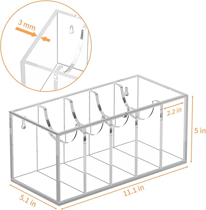 FEMELI Belt Organizer, Acrylic Belt Storage for Closet with Dust Cover, 5 Compartments Belt Container Display Holder for Drawer, Clear Belt Tie Case for Women Men Home