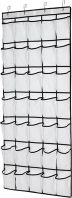 35Large Pockets Over The Door Shoe Organizer, Mesh Pockets Shoe Holder Rack, Capacity hanging shoe organizer，door shoe rack With 4 Metal Hook.