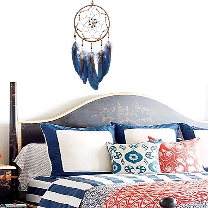 MOONFLY Dream Catcher Handmade Traditional Feather Dreamcatcher Hanging Home Wall Decoration Craft Ornament for Home, Bedroom, Kids, Boys Native American Style Décor (Star)