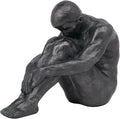 Guichifun Sitting Man Sculptures Home Decor - Resin Bronze Male Holding Arms Legs Lonely Statues Decorative Objects Outdoor Gift for Men 7.5 x 3.7 x 5.8 Inch