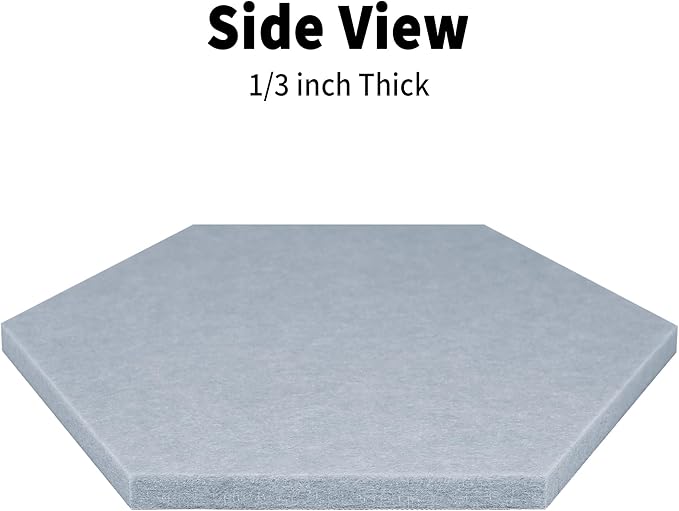 10PCS Hexagon Cork Board Tiles Alternative - 12x10 Inch Frameless Felt Bulletin Board for Wall, Adhesive Cork Board Tiles for Office & Home Decor, Sound Absorbing Pin Boards for Walls & Photos