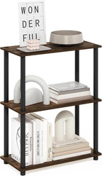 Furinno Turn-N-Tube Storage Shelves, 3-Tier Book Shelf, Corner Shelf, Toolless Open Shelves, for Organization and Storage, Living Room, Garage, Home Office, Amber Pine