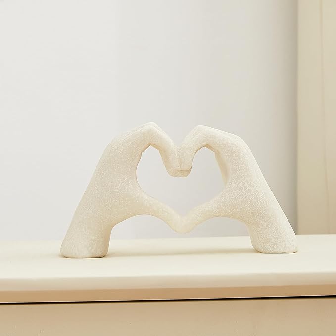 Marble Gesture Heart Decoration, Modern Love Statue Finger, Abstract Heart Hands Sculpture Home Wedding Decoration,Shelf Decor