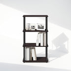 Furinno Turn-N-Tube Book Shelf, 4-Tier Bookshelf, Bookcase with Multipurpose Compact Display Rack, 11.6 x 23.6 x 43.2, for Living Room, Bedroom, Home Office, Dark Walnut