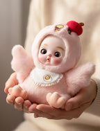 6" Hand-Painted Porcelain Face Doll with Acrylic Cotton Body, Small Ceramic Collectible Doll for Shelf & Desk Decor, Aesthetic Home Display, Collectors & Unique Birthday Gift (Pink)