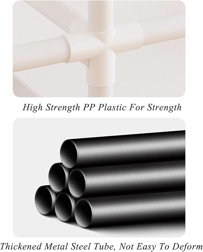 Portable Closet,Garment Rack,Heavy Duty Clothes Rack with Cover,Wardrobe Closet with 3 Hanging Rods, 9 Storage Shelves,55.1" L x 17.7" W x 67.7" H,Black