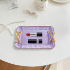 Vintage Decorative Tray Jewelry Tray Towel Tray Storage Tray Rings Necklace Bracelets Earrings Trays Cosmetics Jewelry Organizer Retro Design Bow Decor Resin Plate Coquette Room Decor (Purple)