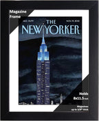 Creative Picture Frames 8 x 11.5 Magazine Frame with Full-Strength Glass, Holds Up To A 1/8" Thick Media with Installed Hangers for Easy Mounting, 11x14 Black Frame with White Mat