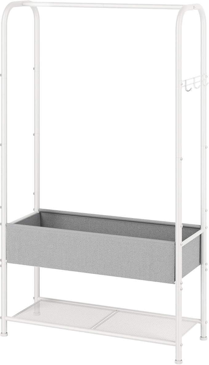 Clothes Garment Coat Rack Drying Clothing Racks Metal Freestanding for Hanging Clothes Portable Closet for Laundry Bedroom White