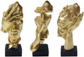 aboxoo 3 Pcs Thinker Statue, Silence is Gold Abstract Art Figurine, See No Evil Hear No Evil Speak No Evil Statues, Modern Resin Sculptures Decor for Living Room, Home, Office Study (Gold)
