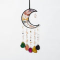 Rainbow Agate Gemstone Big Dream Catcher 7 Chakra Tree of Life Dream Catcher with Crystal Stones Handmade Dreamcatcher Wall Decor for Adults Boys Girls,Bedroom,Garden,Bless Gift(Large Colorful Moon)