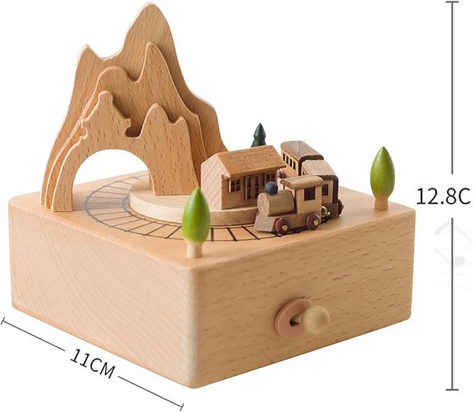 EDSG Personalized Music Box Custom Wooden Music Box Gifts for Birthday Christmas Engraved Rotating Musical Boxes Figurines with Any Name for Kids Girls Boys Daughter Home Decor (Design 1)