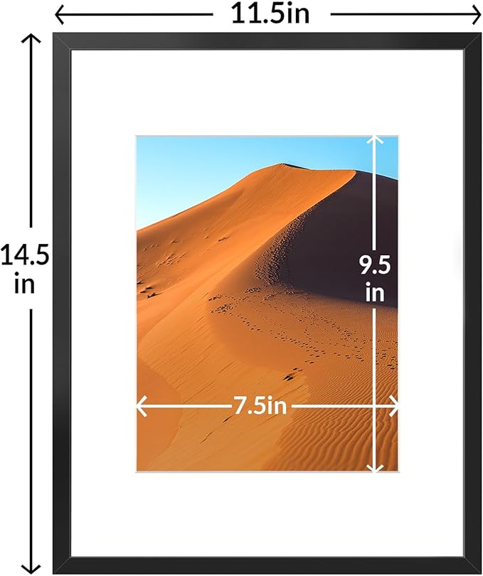 LaVie Home 11x14 Picture Frame Black Set of 10, Display 8x10 with Mat or 11 x 14 Without Mat Picture, Photo Frame Collage for Wall Gallery or Table Deco, Hanging or Tabletop Display