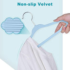 BAGAIL 50 Pack Kids Velvet Hangers 11 Inches Children's Clothes Hangers Non-Slip Baby Hangers for Infant/Toddler (Babyblue)