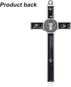 Wellcho Black Enamel Crucifix Wall Cross -Saint Benedict Metal Wall Art-7 Inch Cross Give Blessing and The Spiritual Sacred:Faith Gift for your Acquaintances