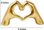 2 Pack Golden Heart Hands Decoration, Mini Modern Love Gesture Statue Finger, Abstract Art Sculpture Resin Home Wedding Decoration