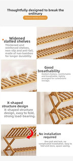 Bamboo Shoe Rack Organizer, 2-10 Tiers, Natural or Tea Color, No-Tool Assembly, Foldable Storage Shelf (Gem Green 4-Storey 100)