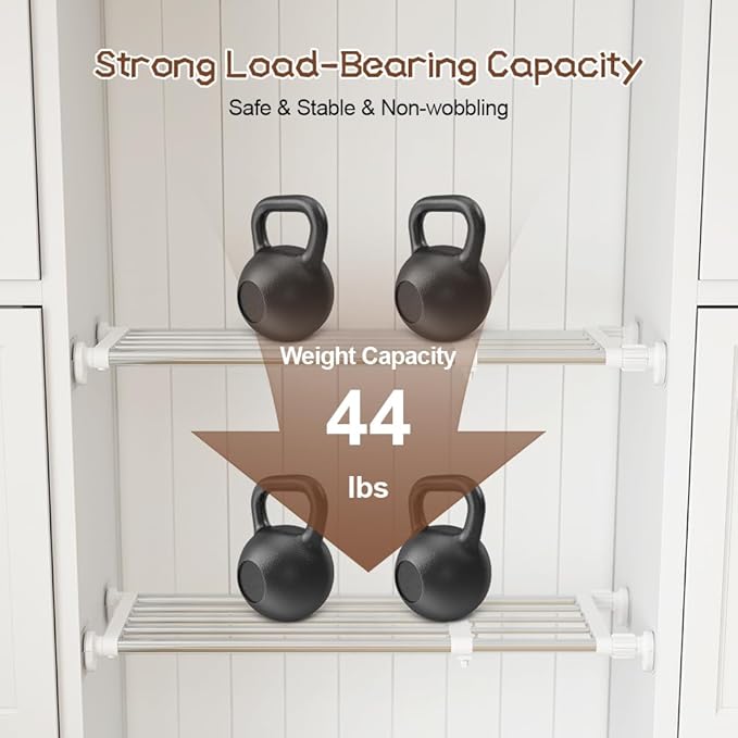 Hershii Expandable Shelf Rod Closet System Heavy Duty Clothes Hanger Adjustable DIY Storage Organizer Shoe Rack