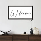 Rustic Chic Style 12x22in Farmhouse Wood Sign with Encouragement Quote Welcome Family Lettering Black Frame Wooden Plaque for Washroom Farmhouse Porch Cottage Wall Decor Birthday Housewarming Gift