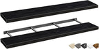 QEEIG Floating Shelves for Wall 55.1" Extra Long - Wall Mounted Shelf Bathroom Kitchen Living Room Bedroom Farmhouse Home Decor Display Bookshelf Large 55.1 x 9.3 inch Set of 2, Black (008-140B)