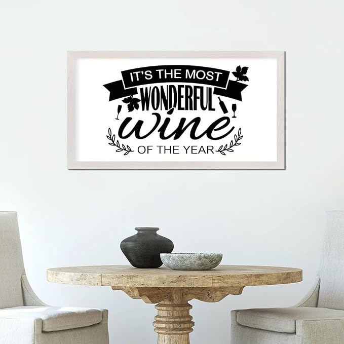 Family Quote 12x22in Wood Sign with Inspirational Quotes Its the Most Wonderful Wine of the Year White Frame Wooden Plaque Housewarming Gift for Cottage Front Door Farmhouse Porch Wall Decor