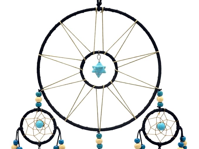 Urdeoms Large Black Dream Catchers for Bedroom Adult Merkaba Turquoise Boho Dream Catcher Wall Decor for Boys Teen Room Decor Dorm Living Room Hanging Decoration Festival Gifts(NO.32)