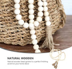 IMIKEYA Wooden Bead Tassel Decoration 57 Inch Natural Wood Beads Garland for Farmhouse Boho and French Country Home Decor Perfect for Tiered Trays and Centerpieces